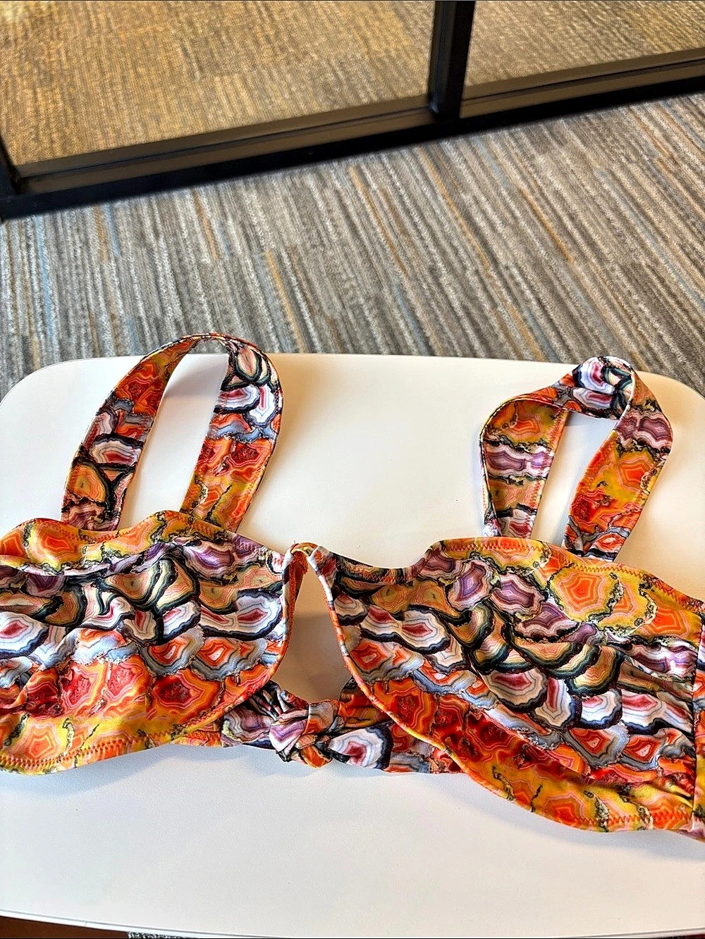 Strawberry Milk Mob Abstract Print Bikini Top XXL Like New